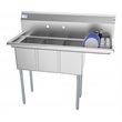 Koolmore 10x14x10 Right 3-Compartment Stainless Steel Kitchen Sink in Silver