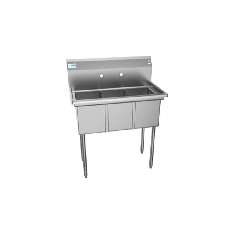 Koolmore 10x14x10 NSF 3-Compartment Stainless Steel Kitchen Sink in Silver