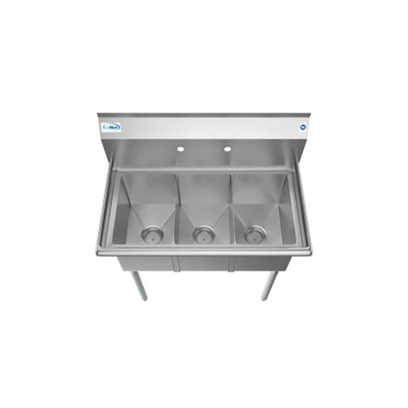 Koolmore 10x14x10 NSF 3-Compartment Stainless Steel Kitchen Sink in Silver