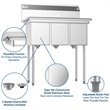Koolmore 10x14x10 NSF 3-Compartment Stainless Steel Kitchen Sink in Silver