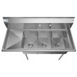 Koolmore 12x16x10 Left 3-Compartment Stainless Steel Kitchen Sink in Silver