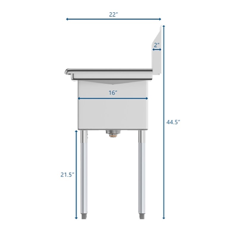 Koolmore 12x16x10 Left 3-Compartment Stainless Steel Kitchen Sink in Silver