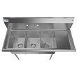 Koolmore 12x16x10 Right 3-Compartment Stainless Steel Kitchen Sink in Silver