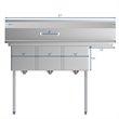 Koolmore 12x16x10 Right 3-Compartment Stainless Steel Kitchen Sink in Silver