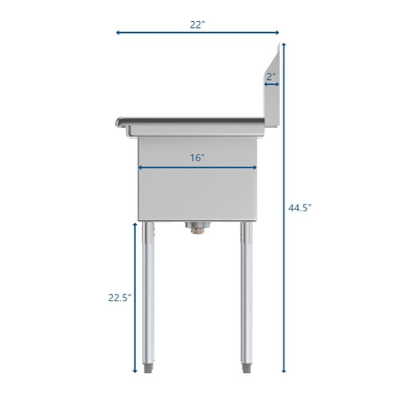 Koolmore 12x16x10 Right 3-Compartment Stainless Steel Kitchen Sink in Silver