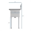Koolmore 12x16x10 Right 3-Compartment Stainless Steel Kitchen Sink in Silver