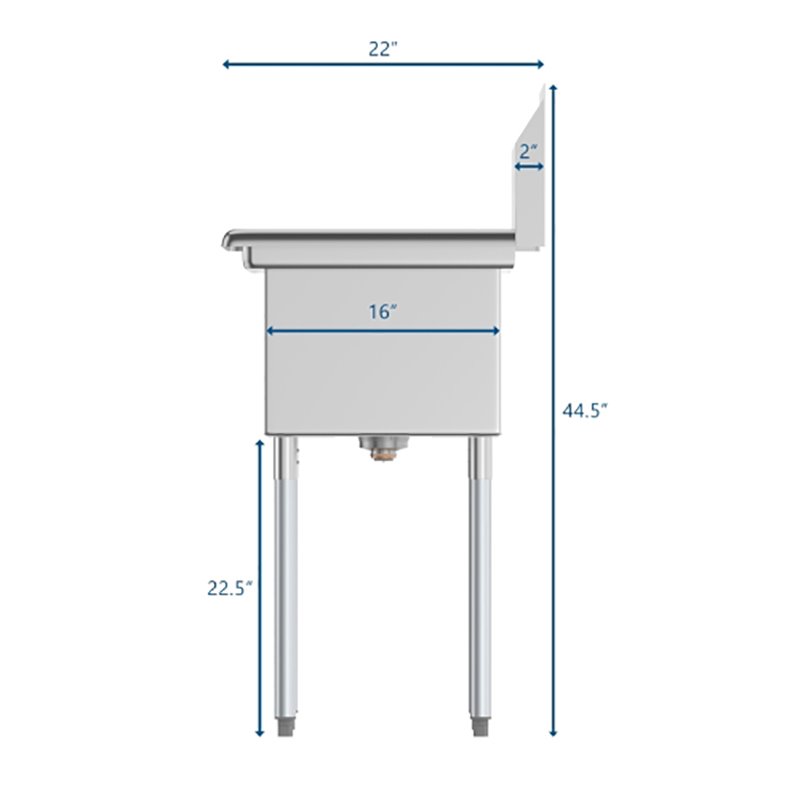 Koolmore 12x16x10 Large 3-Compartment Stainless Steel Kitchen Sink in Silver