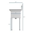 Koolmore 12x16x10 Large 3-Compartment Stainless Steel Kitchen Sink in Silver