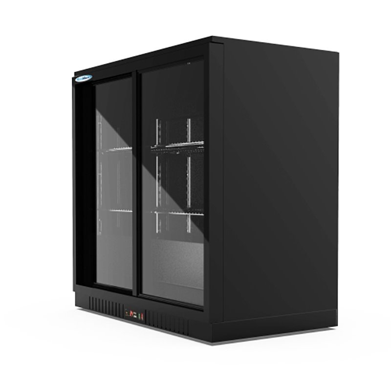Koolmore 2 Slide Door Metal Back Bar Cooler Counter Height Refrigerator in Black