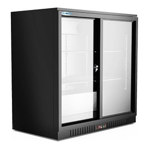 Koolmore 2 Slide Door Metal Back Bar Cooler Counter Height Refrigerator in Black