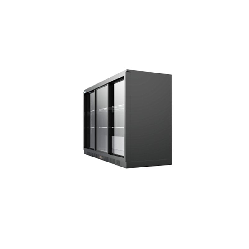 Koolmore 3 Slide Door Metal Back Bar Cooler Counter Height Refrigerator in Black