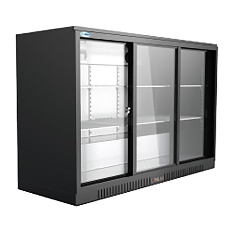 Koolmore 3 Slide Door Metal Back Bar Cooler Counter Height Refrigerator in Black