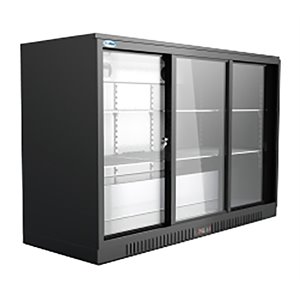 Koolmore 3 Slide Door Metal Back Bar Cooler Counter Height Refrigerator in Black