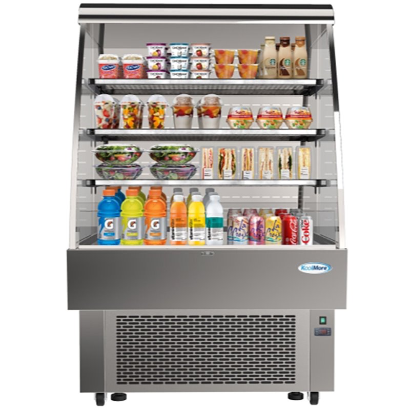 Koolmore Open-Air Merchandiser Stainless Steel Grab & Go Refrigerator in Silver