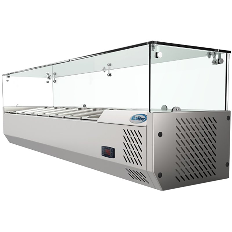 Koolmore Glass/Stainless Steel Refrigerated Countertop Prep Rail in Silver