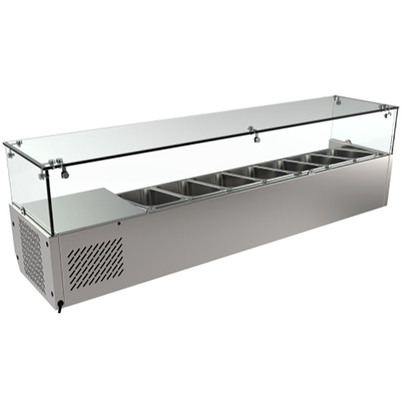 Koolmore Glass/Stainless Steel Refrigerated Countertop Prep Rail in Silver