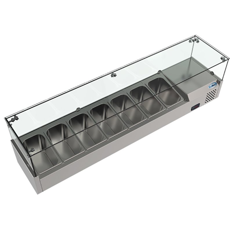 Koolmore Glass/Stainless Steel Refrigerated Countertop Prep Rail in Silver