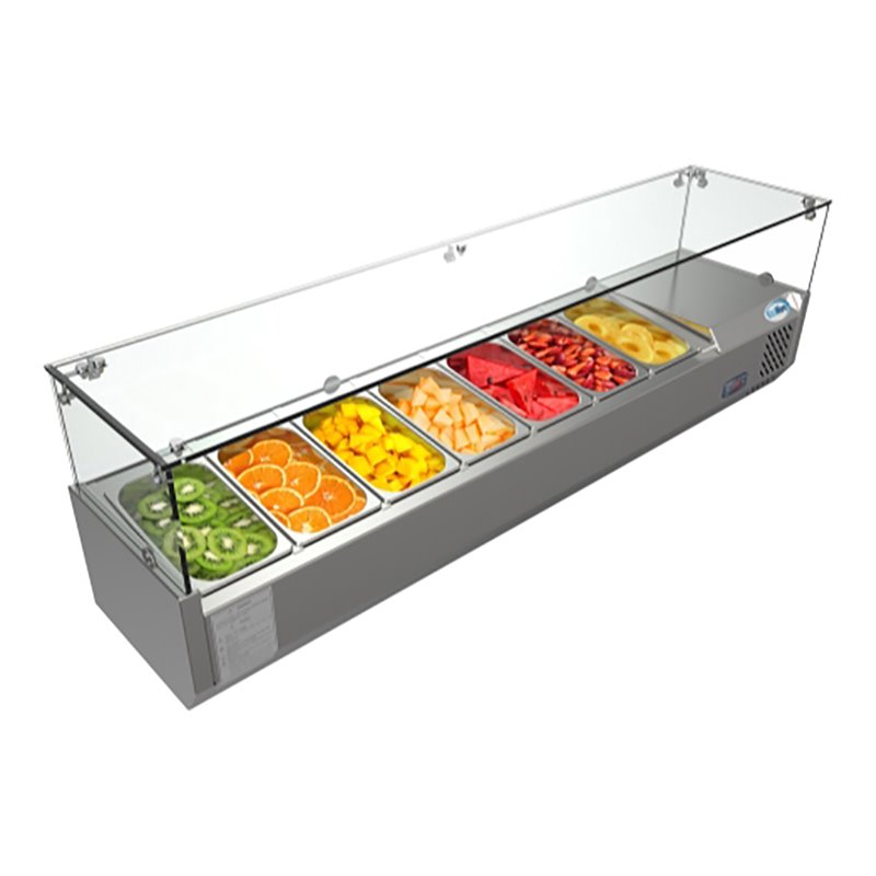 Koolmore Glass/Stainless Steel Refrigerated Countertop Prep Rail in Silver