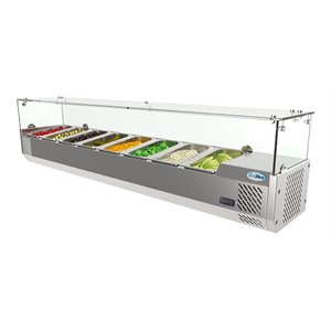 Koolmore 71&quot Glass/Stainless Steel Refrigerated Countertop Prep Rail in Silver