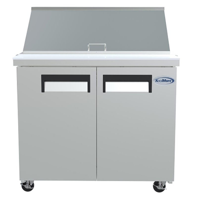 Koolmore 2-Door Stainless Steel Refrigerated Food Prep Station Table in Silver