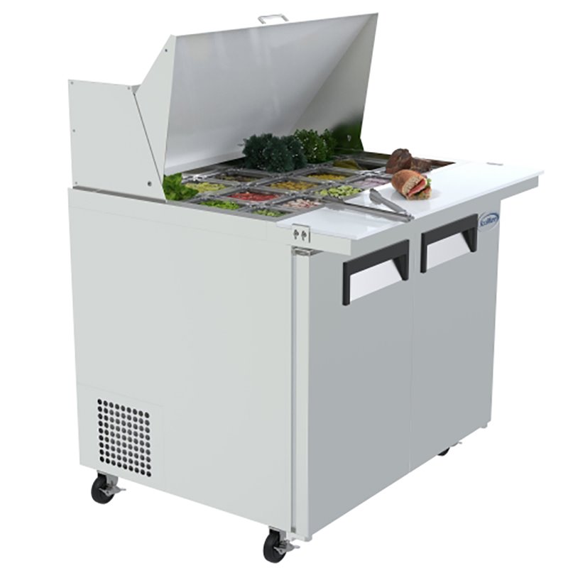 Koolmore 2-Door Stainless Steel Refrigerated Food Prep Station Table in Silver