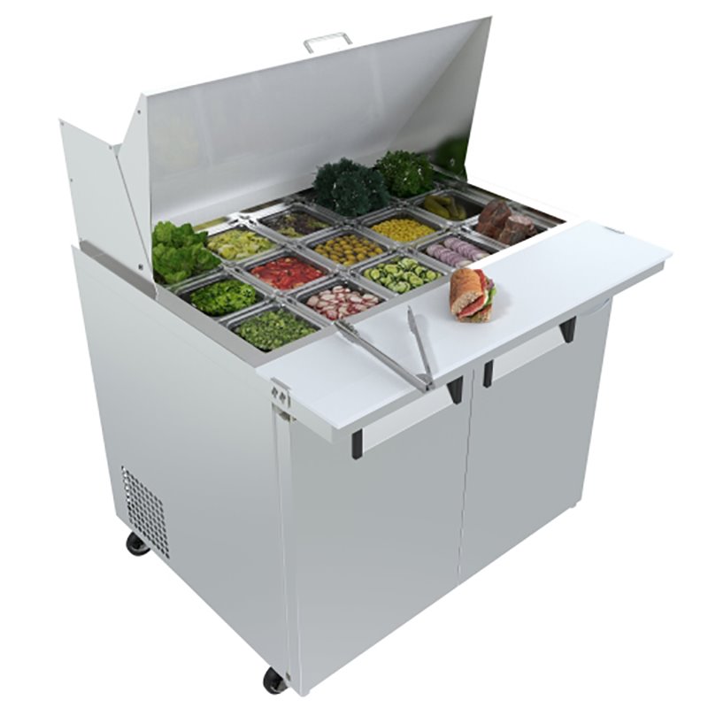 Koolmore 2-Door Stainless Steel Refrigerated Food Prep Station Table in Silver