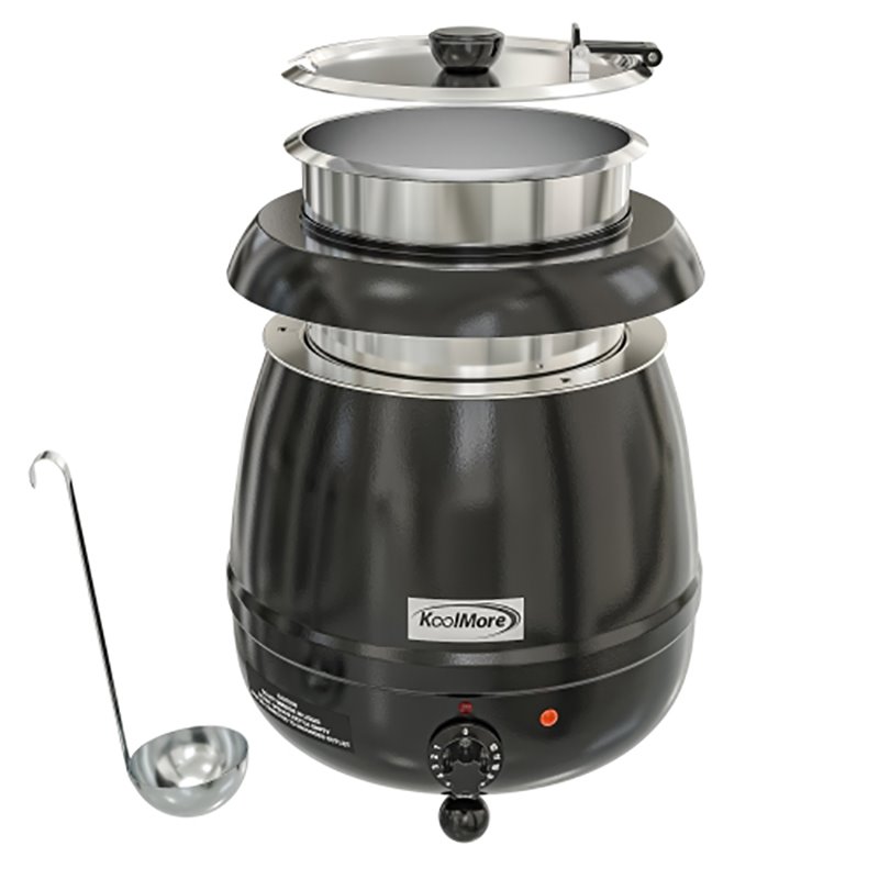 Koolmore Metal Soup Kettle Warmer with Hinged Lid and Removable Pot in Black