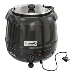 Koolmore Metal Soup Kettle Warmer with Hinged Lid and Removable Pot in Black