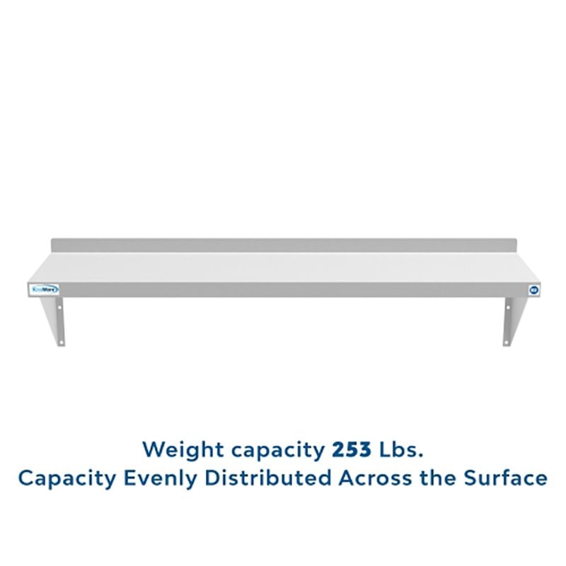 Koolmore 12x48 NSF Stainless Steel Wall Mount Shelf for Kitchen in Silver