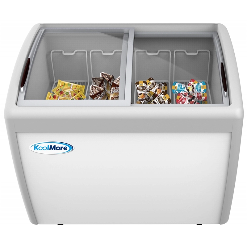 Koolmore Metal Ice Cream Freezer Display Case with 4 Storage Baskets in White