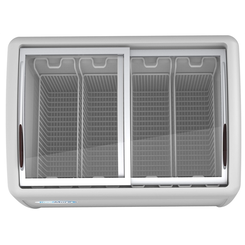 Koolmore Metal Ice Cream Freezer Display Case with 4 Storage Baskets in White