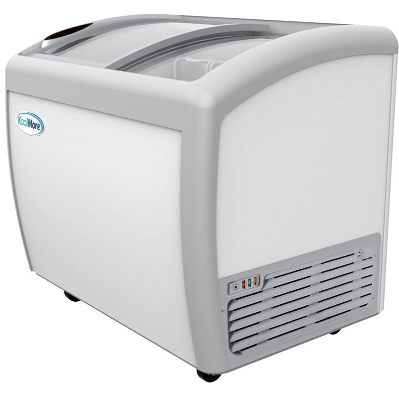 Koolmore Metal Ice Cream Freezer Display Case with 4 Storage Baskets in White