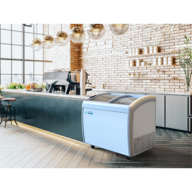 Koolmore Metal Ice Cream Freezer Display Case with 4 Storage Baskets in White