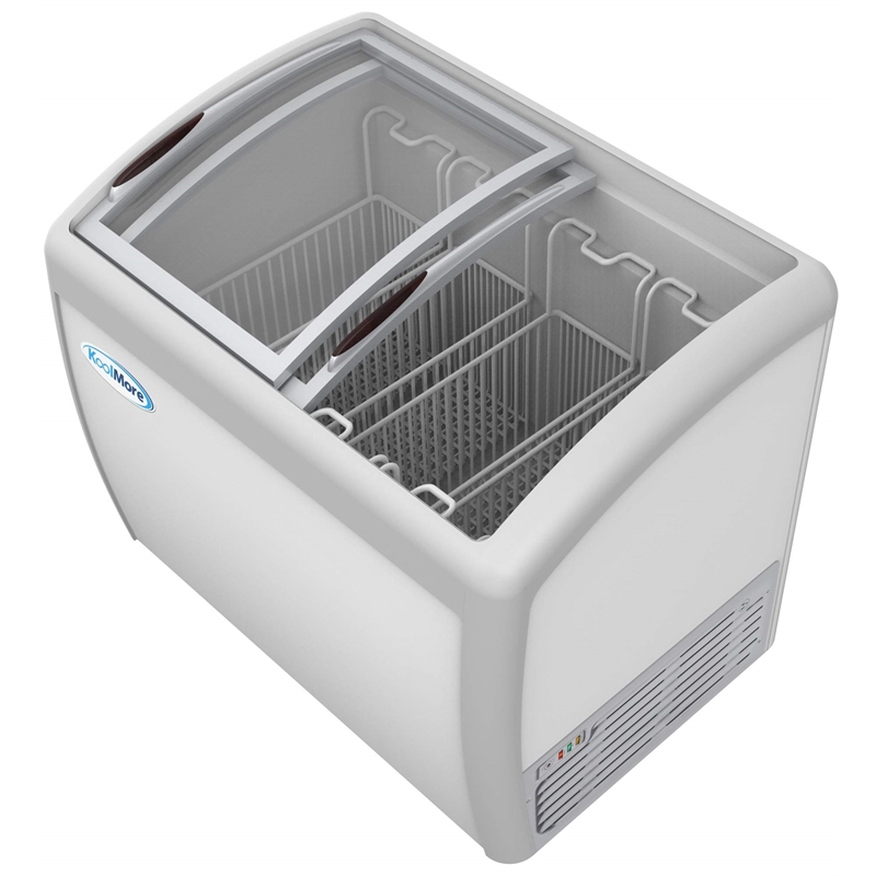 Koolmore Metal Ice Cream Freezer Display Case with 4 Storage Baskets in White