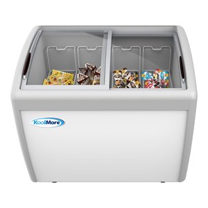 Koolmore Metal Ice Cream Freezer Display Case with 4 Storage Baskets in White