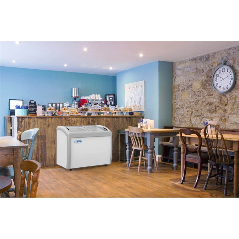 Koolmore Metal Ice Cream Freezer Display Case with 3 Storage Baskets in White