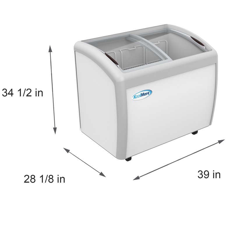 Koolmore Metal Ice Cream Freezer Display Case with 3 Storage Baskets in White
