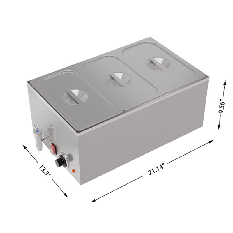 Koolmore CFW-3T Bain Marie Countertop Stainless Steel Food Warmer in Silver