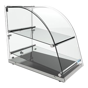 koolmore 2-tier glass/stainless steel countertop bakery display case in clear