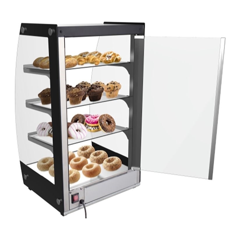 Koolmore 4-Tier LED Glass/Stainless Steel Bakery Display Pastry Case in Black