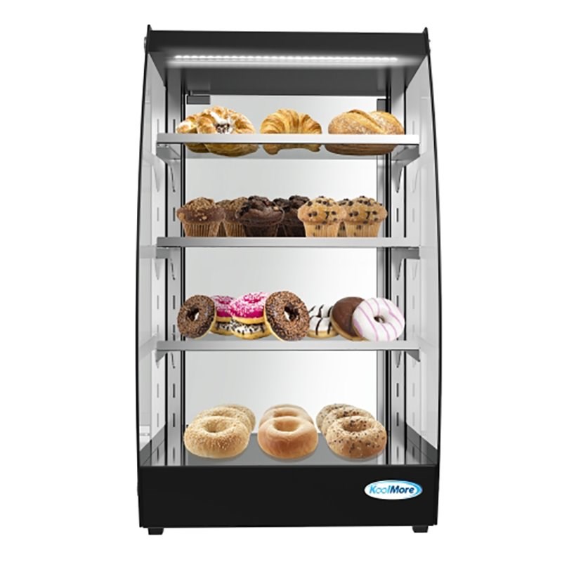 Koolmore 4-Tier LED Glass/Stainless Steel Bakery Display Pastry Case in Black