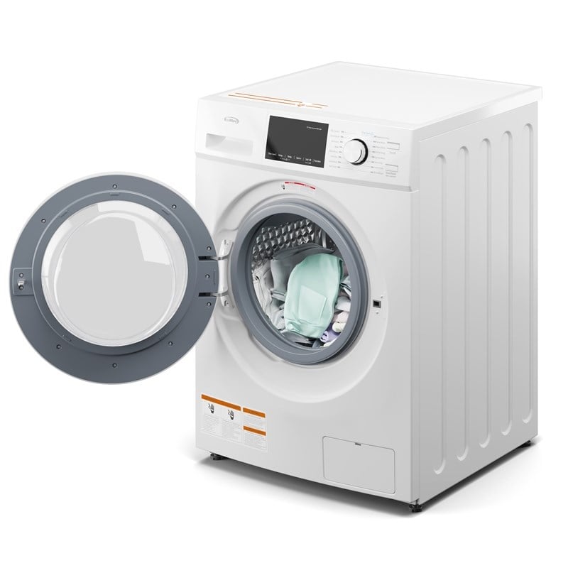 2.7 cu. ft. Stackable Front Load Compact Washing Machine in White.