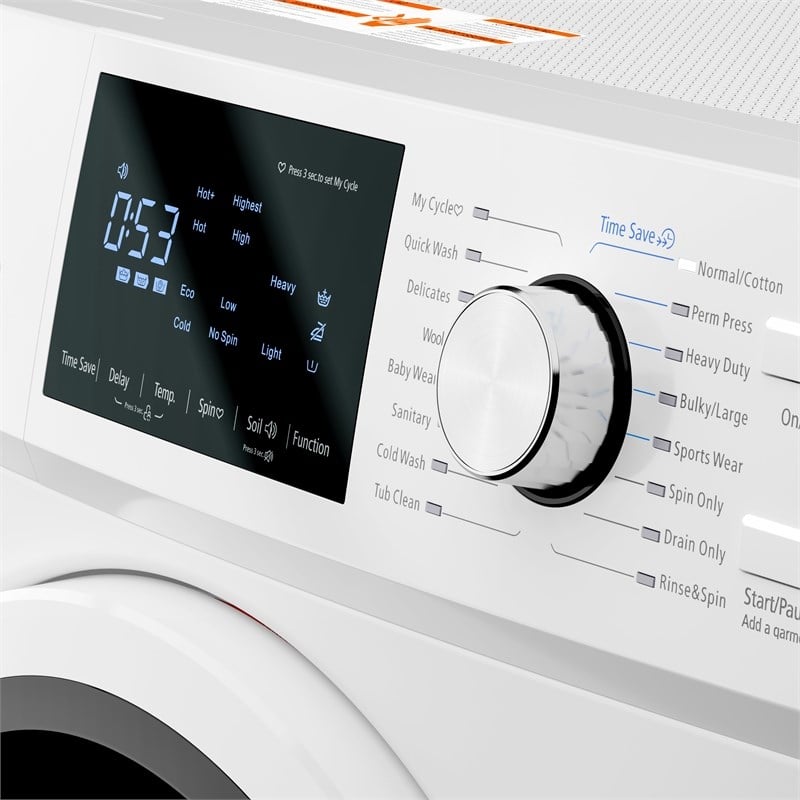 2.7 cu. ft. Stackable Front Load Compact Washing Machine in White.