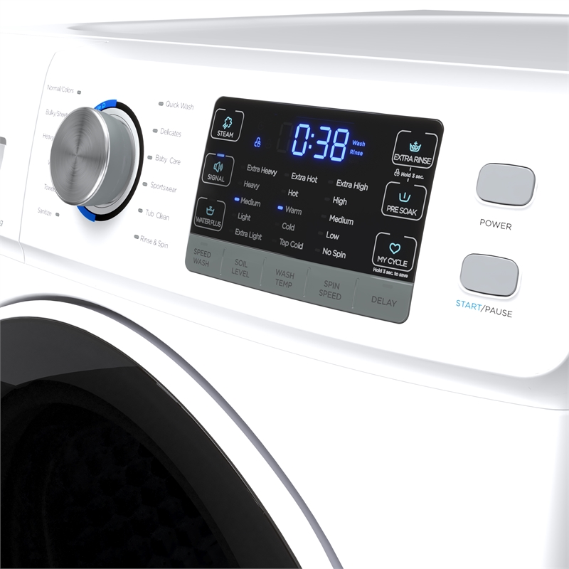4.5 cu. ft. Large Capacity Stackable Front Load Washing Machine in White.