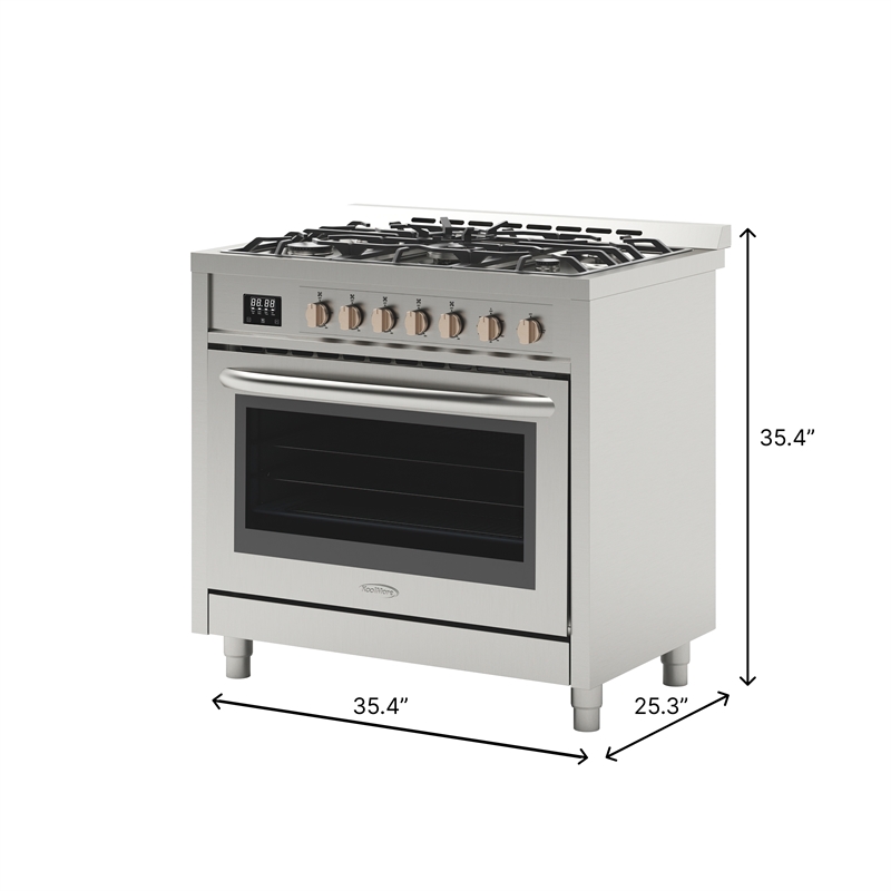 36 in. Stainless Steel Professional Gas range with Legs.