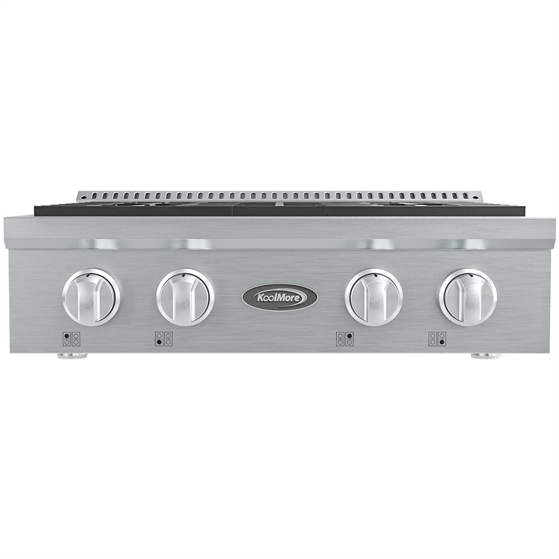 30 in Gas Range-Top with 4 Sealed Italian Burners and Stainless-Steel Knobs.