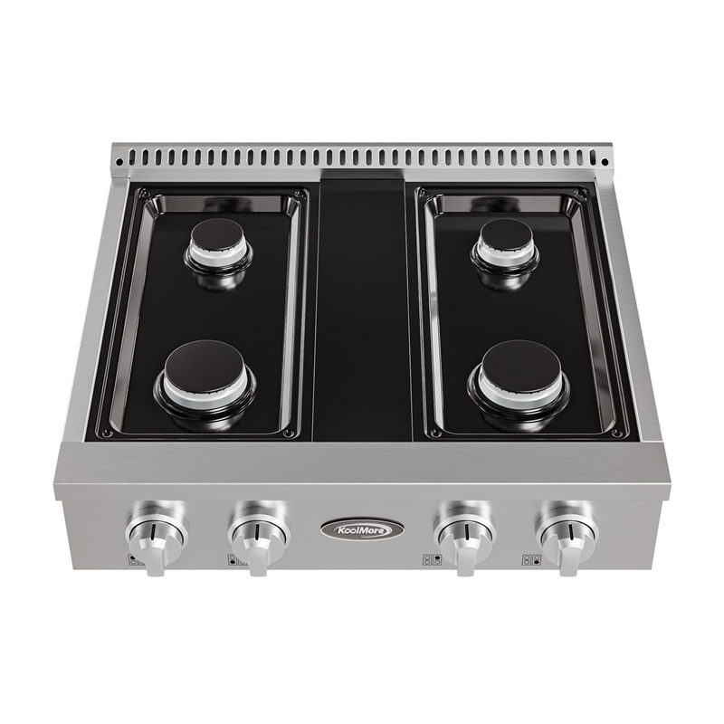 30 in Gas Range-Top with 4 Sealed Italian Burners and Stainless-Steel Knobs.