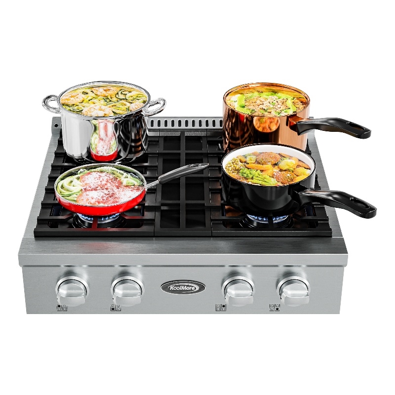 30 in Gas Range-Top with 4 Sealed Italian Burners and Stainless-Steel Knobs.