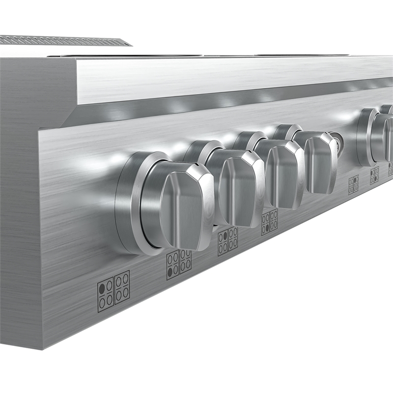 48 in Gas Range-Top with 8 Sealed Italian Burners and Stainless-Steel Knobs.