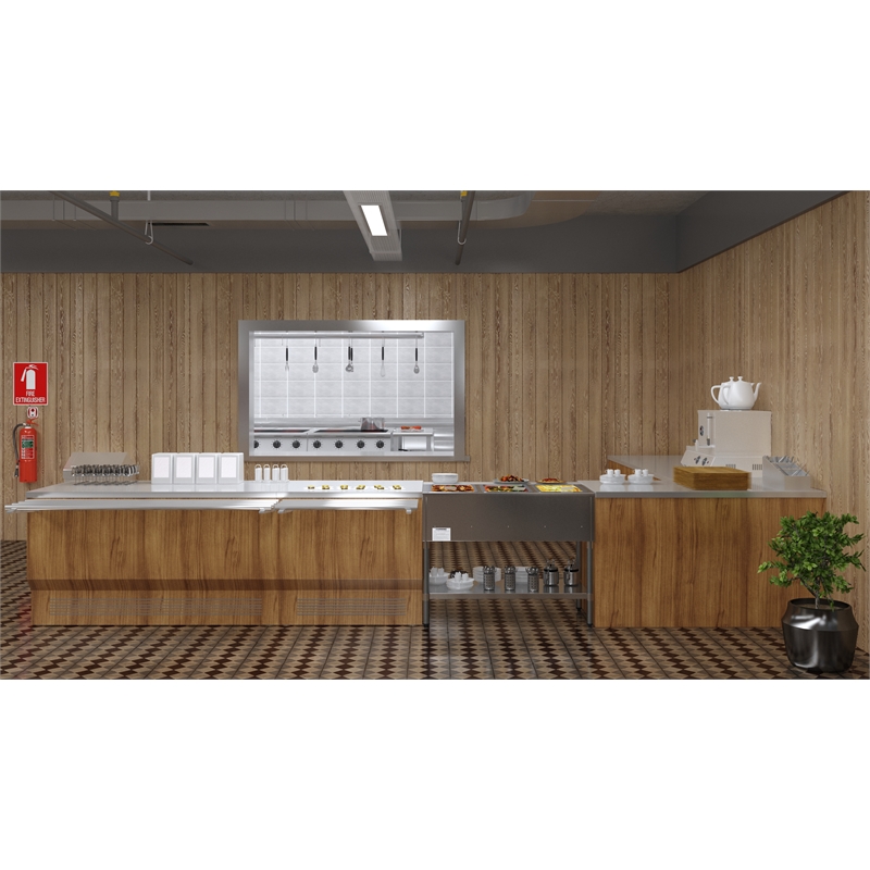 Three Pan Open Well Electric Steam Table with Undershelf